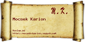 Mocsek Karion névjegykártya